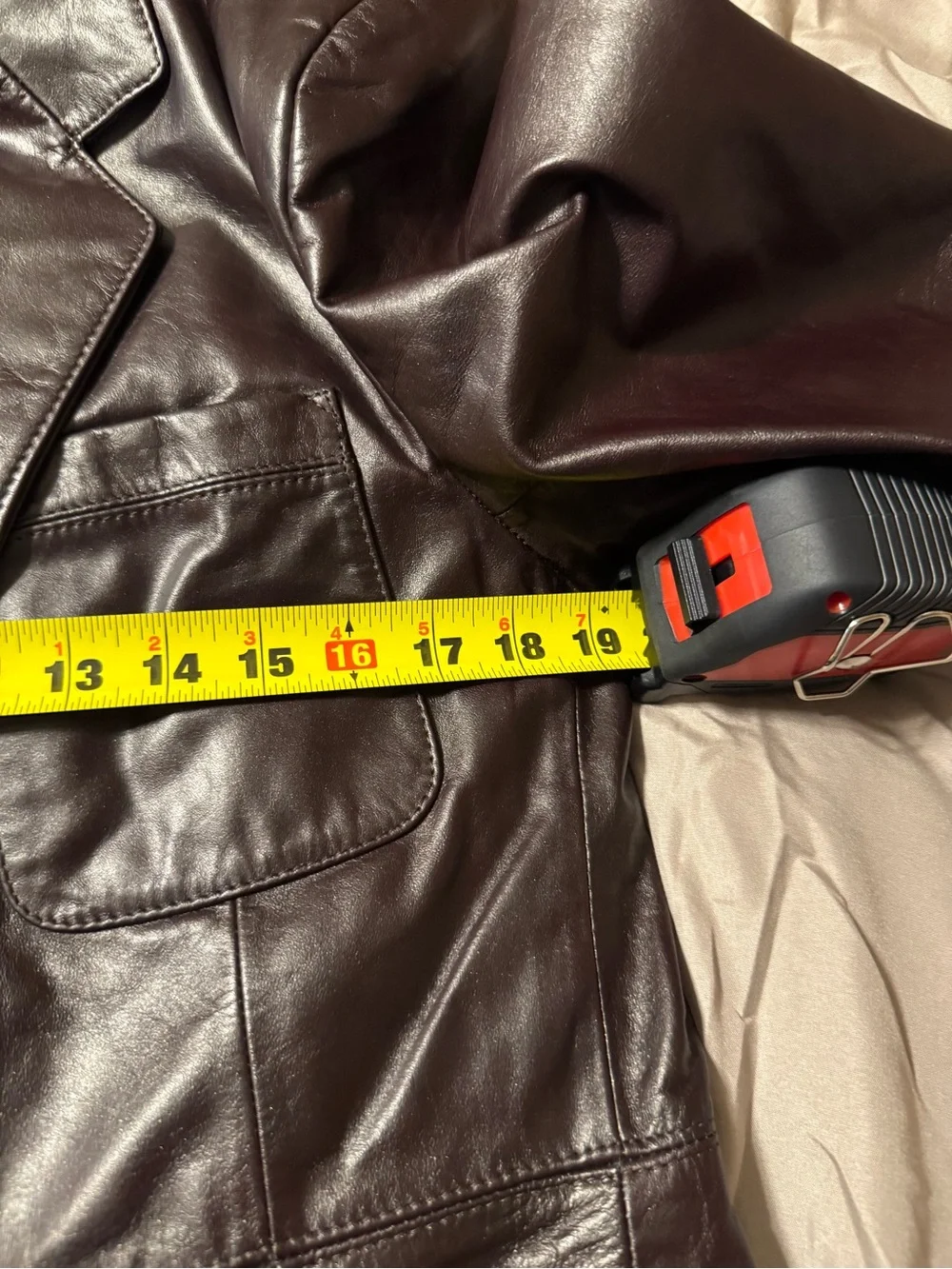 Vintage Andhurst Men's Brown Leather Blazer Jacket Lined Button Closure Size 42